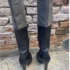 Knee Length Tall Fendi Boots. Very Stylish Size 9. Black/Grey Color. Fendi Boots, Grey Leather Boots, Fendi Shoes, Grey Color, Grey Leather, Boots Black, Shoes Heels Boots, Black Grey, Shoes Women Heels