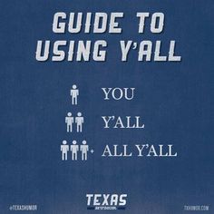 a blue sign that says, guide to using y'all you y'all