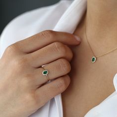 Emerald Wedding Necklace, Gold Rings Emerald, Elegant 14k Rose Gold Emerald Ring, Elegant Rose Gold Emerald Ring In 14k, Elegant 14k Gold Proposal Jewelry, Elegant 14k Gold Jewelry For Proposal, Formal 14k Gold Emerald Ring With Halo, Elegant Yellow Gold Emerald Ring For Proposal, 14k Gold Timeless Jewelry For Proposal