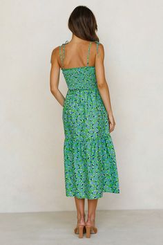 Spring Women Clothes Mori Sleeveless Printed Elastic Waist Cami Dress for Women Tiered Dress Smocked - Green,S Sleeveless Smocked Dress With Tie Straps For Summer, Multicolor Sleeveless Smocked Dress For Spring, Casual Smocked Sleeveless Dress With Tie Straps, Vacation Smocked Midi Dress With Tie Straps, Vacation Midi Smocked Dress With Tie Straps, Multicolor Sleeveless Smocked Dress, Summer Multicolor Smocked Sleeveless Dress, Multicolor Sleeveless Smocked Dress For Beach, Sleeveless Multicolor Smocked Dress With Floral Print