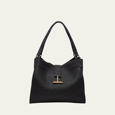 TOM FORD "Tara" tote bag in leather, faux leather (polyurethane), and brass  Flat shoulder straps  Open top with T-strap magnetic closure  Interior, one zip pocket  Lining: Polyurethane Approx. 12.2"H x 14.4"W x 7.1"D Item Weight (Lbs.): 2.1 Made in Italy Timeless Tan Shoulder Bag For Work, Formal Tan Satchel With Gold-tone Hardware, Timeless Tan Shoulder Bag For Everyday Use, Modern Tan Shoulder Bag, Tan Leather Shoulder Bag For Work, Tan Satchel With Detachable Handle For Work, Timeless Tan Business Shoulder Bag, Business Shoulder Bag With Detachable Handle In Tan, Modern Tan Satchel Shoulder Bag