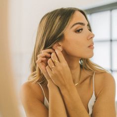 Reminiscent of the luminous night sky, these dainty studs are effortlessly classic. Stunning on their own but like the stars, always better together. Rectangle Necklace, Minimal Bracelet, Made By Mary, Dainty Studs, Hand Drawn Flowers, Color Pairing, Hair Collection, Stone Collection, Better Together