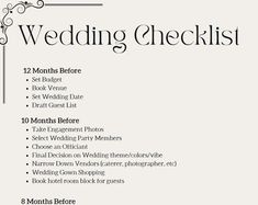 the wedding checklist is shown in black and white