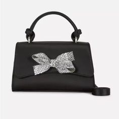 Nwt Primark Party Black Diamante Bow Small Bag Purse Silver Evening Bag For Party Season Events, Chic Silver Evening Bag With Detachable Strap, Elegant Silver Bags For Party Season, Elegant Silver Party Season Bags, Black Top Handle Shoulder Bag For Party, Silver Evening Bag With Detachable Strap For Party, Chic Silver Evening Bag For Party, Glamorous Top Handle Evening Bag For Parties, Elegant Formal Shoulder Bag With Bow