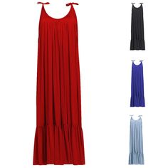 Slip beach skirt women's loose solid color fashion strap open back swing long skirt woman Solid Color Long Summer Dress, Summer Floor-length Solid Color Dresses, Floor-length Summer Dresses In Solid Colors, Plain Floor-length Summer Dresses, Flowy Maxi Dress With Adjustable Straps, Solid Color Suspender Dress For Vacation, Flowy Solid Maxi Dress For Beach Season, Summer Solid Suspender Dress For Beach, Beach Season Solid Color Maxi Dress