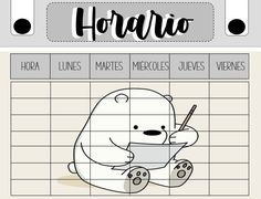 an image of a bear with a pencil in his hand and the words hora on it