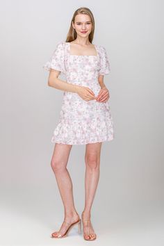 Elevate your wardrobe essentials with a dose of freshness with this mini floral print dress. Its girly charm and light pastel floral colors make it a perfect choice on any summer day.Size guide: For sizing, please refer to the following guide. If you have any questions about sizing or fit, we welcome you to call, email or DM us. Inches S (2/4) M (6) L (8) XL (10/12) Bust 34.6 36.2 37.8 39.4 Waist 28.3 29.9 31.5 33.1 Hip 37.8 39.4 40.9 42.5 Summer Ditsy Floral Print Dress With Square Neck, Summer Floral Dress With Ditsy Print And Square Neck, Pink Floral Print Mini Dress, Summer Mini Dress With Floral Print, Feminine Floral Square Neck Dress For Brunch, Feminine Floral Dress With Square Neck For Brunch, Pink Feminine Floral Dress With Ditsy Print, Pink Feminine Ditsy Floral Dress, Feminine Pink Floral Dress With Ditsy Print