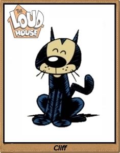 an image of a cartoon cat sitting on the ground with its eyes closed and tongue out