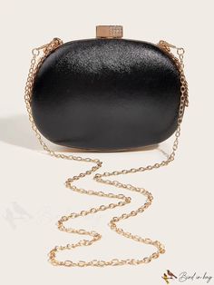 BirdinBag - Compact Chic Womens Evening Clutch - Black Handheld Mini Bag Party Clutch Satchel With Chain Strap, Party Crossbody Bag With Detachable Strap, Black Rectangular Satchel With Chain Strap, Chain Strap Clutch Bag, Chic Portable Shoulder Bag For Formal Occasions, Evening Pouch Satchel With Chain Strap, Evening Satchel With Chain Strap In Pouch Shape, Evening Satchel With Chain Strap Pouch, Party Crossbody Satchel With Chain Strap