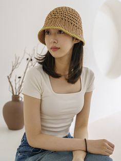 Editor's Notememinn presents hats that are good to wear for the point detail.  - Vivid point color on the hem- Breathable and lightweight design- Comfortable fit- Daily point itemMeasurements (in.)- Width: 13.39 in.- Height: 8.27 in. Composition & Care- 50% Raffia, 50% Cotton*Due to the handmade nature of the size, some errors may occur*The actual color may differ depending on the monitor resolutionDesigner- by meminn Brown Cloche Hat With Short Brim For Spring, Beige Crochet Hat With Flat Brim For Spring, Casual Mini Hats With Flat Brim For Summer, Casual Flat Brim Hat For Warm Weather, Casual Summer Brimmed Mini Hats, Casual Yellow Panama Hat For Spring, Casual Summer Mini Brimmed Hats, Trendy Bucket Hat With Short Brim For Warm Weather, Beige Short Brim Hat For Warm Weather