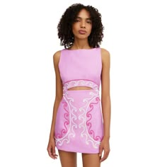 The Embroidered Mini Dress is a stylish addition to your wardrobe, ideal for casual outings and summer events. Featuring intricate embroidery and eye-catching cutout details, this dress effortlessly combines sophistication with a fun vibe. Made from comfortable, lightweight fabric, it ensures you stay cool and stylish. Whether at a brunch or a beach party, this dress adds a touch of grace and charm to any occasion. Specifications: Cutout Design: Features a stylish cutout detail at the waist, add Spring Embroidered Fitted Mini Dress, Fitted Cutout Dress For Beach Season, Chic Embroidered Sleeveless Fitted Dress, Chic Fitted Embroidered Mini Dress, Chic Sleeveless Fitted Embroidered Dress, Embroidered Cotton Dress For Day Out, Chic Beach Season Dress With Cutout, Chic Fitted Sleeveless Embroidered Dress, Chic Cutout Dresses For Beach Season