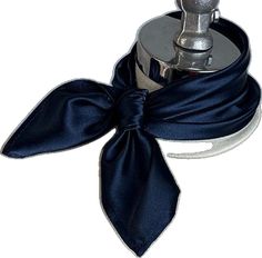 Elegant Blue Scarves For Party, Elegant Blue Scarf, Chic Blue Scarves For Gifts, Elegant Blue Satin Silk Scarf, Chic Blue Silk Scarf As Gift, Satin Neck Scarf, Neck Tie Women, Navy Blue Scarf, Tie Women