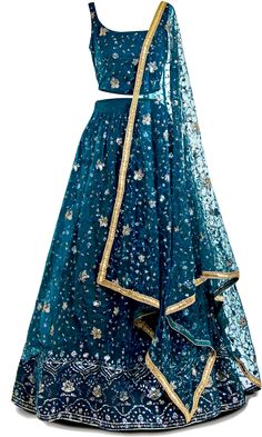 gorgeous blue lehenga with beautiful mirror work, sequins and embroidery all throughout! 3 piece set with skirt, blouse, and dupatta (Shawl). Mens Indian Wear, Western Wear Dresses, Bollywood Dress, Beautiful Mirror, Blue Lehenga, Skirt Blouse, Lehenga Skirt, Lehenga Blouse, Beautiful Mirrors