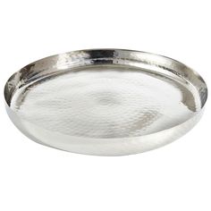 a round metal tray on a white background