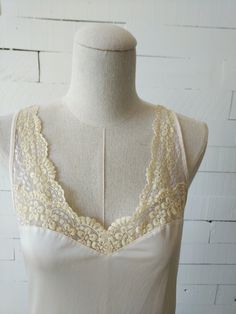 Beige Lace & Nylon Nightdress. Bridal Head Piece, Night Gowns, Dress Tops, Cute Lingerie, Bed Time, Thrift Shop, Head Piece, Diy Keychain, Night Wear