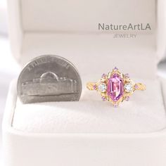 Long Hexagon Cut Pink Amethyst Ring Natura Inspired Amethyst Leaf Wedding Ring Antique Amethyst Promise Ring Vintage Bridal Anniversary Ring - Etsy Pink Topaz Ring With Halo Setting As Gift, Pink Amethyst Gemstone Ring, Kunzite Ring Fine Jewelry Gift, Pink Amethyst Ring In Fine Jewelry Style, Pink Amethyst Ring Fine Jewelry, Pink Amethyst Anniversary Ring, Pink Emerald-cut Sapphire Wedding Ring, Pink Kunzite Jewelry For Wedding, Pink Kunzite Jewelry For Anniversary