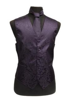 Elegant Fitted Vest For Groom, Elegant Satin Vest For Formal Occasions, Elegant Black Tie Vest, Elegant Sleeveless Vest For Black Tie Events, Elegant Sleeveless Vest For Black Tie, Purple Black Wedding, Coordinate Outfits, Goth Prom, Purple Vests