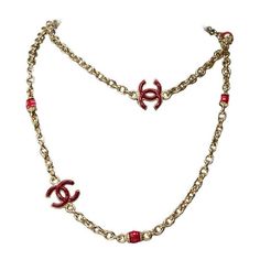 Type​​​ ​of​​​ ​jewelry:​​​ ​Long​ ​necklace Brand:​ ​Chanel Model:​ ​CC Material:​ ​Metal Color:​​​ ​​Gold​​ ​​with​​ ​​CC​​ ​​burgundy Dimensions:​ ​43-46​ ​cm Condition:​​​ ​​​​​​ ​​​condition​​​ ​​​new-never​​​ ​​​worn Reference:​​​ ​​​101916 sold​ ​with​ ​original​ ​packaging Chanel Gold Necklace, Gold Necklace Long, Red Chanel, Chanel Necklace, Gold Long Necklace, Chanel Model, Necklace Brands, Necklace Long, Metal Color