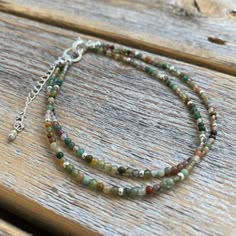 Fancy Jasper Beaded Double Strand Anklet or Bracelet Tiny | Etsy Bohemian Green Anklets With Tiny Beads, Bohemian Beaded Chain Anklets For Festivals, Bohemian Multicolor Beaded Chain Anklets, Bohemian Festival Anklets With Round Beads, Bohemian Beaded Chain Anklets, Earth Tone Jewelry, Hippie Bracelet, Fancy Jasper, Earthy Jewelry