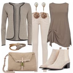 Freizeit Outfits: TaupeLook bei FrauenOutfits.de Wantable Outfits, Taupe Outfit, Cooler Style, Stitch Fix Outfits, Professional Outfits, Komplette Outfits, Work Attire, Stylish Fashion, Work Fashion