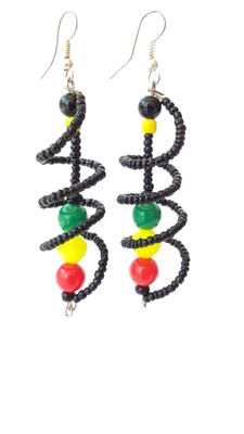 Beaded Spiral Rasta Earrings: Irie Finds is a Jamaican owned and operated online gift and souvenir store.  We specialize in 100% Jamaican art and collectibles, gifts, souvenirs and Jamaican Art, Rasta Clothes, Afrocentric Jewelry, Diy Wire Earrings, Souvenir Store, Diy Beaded Rings, Jewellery Craft, Beaded Earrings Diy