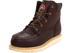 Irish Setter 83606 6Aluminum Toe Wedge Men's Work Boots Brown Slip-resistant Walking Boots With Round Toe, Classic Lace-up Slip-resistant Boots, Brown Slip-resistant Plain Toe Work Boots, Rugged Slip-resistant Boots For Fall, Leather Steel Toe Chukka Boots For Outdoor Work, Slip-resistant Moc Toe Work Boots, Steel Toe Moc Toe Work Boots, Steel Toe Moc Toe Work Boots For Workwear, Waterproof Workwear Boots With Steel Toe And Moc Toe