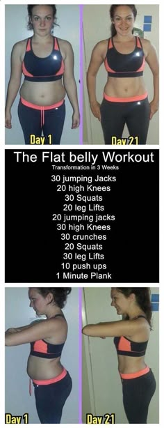 an image of a woman showing how to do the flat belly workout