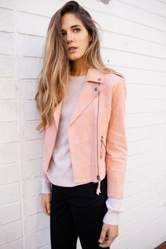 OBEY HITCHHIKER SUEDE JACKET / ARCADIA CREW / LEAN & MEAN DENIM Skort Style, Leather Jacket Outfit, Suede Biker Jacket, Suede Biker, Faux Suede Moto Jacket, Moto Biker Jacket, Pastel Outfit, Suede Moto Jacket