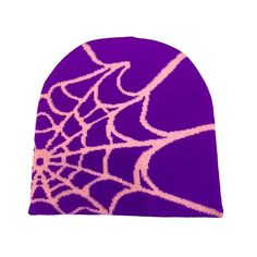 Thick Warm Autumn Knitted Hat Women Men's Halloween Jacquard Hip Hop Winter Unisex Spider Web Beanie In Plum Purple With Baby Pink Spiderweb One Size Fits Most Adults All Of My Items Are Either One-Of-A-Kind, Vintage, Gently Worn Or Made In Very Limited Quantities, So If Something Catches Your Eye, Snap It Up Before Someone Else Does. Purple Hat For Fall, Purple One-size Hat For Fall, Purple Beanie For Fall, Purple Halloween Costume Hat, Purple One-size Fall Hat, Halloween Beanie One Size Fits Most, Pink Spiderweb, Trendy Purple Beanie Hat, Web Beanie