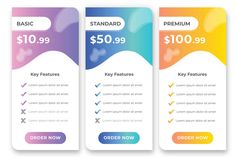 three pricing tags with different colors