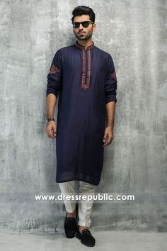 Festive Kurta Shalwar - DRM5191 Plain Shalwar Kameez, Salwar Collection, Shalwar Kameez For Men, Panjabi Design, Shalwar Kameez Designs, Kameez Designs, Men Kurta, Mens Kurta Designs, Zari Embroidery