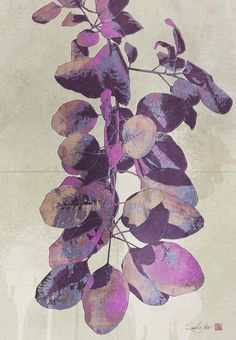 a plant with purple leaves is shown in this artistic painting by artist susan grisell