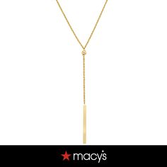 in stock Classic Gold Lariat Necklace With Clavicle Chain, Gold Minimalist Lariat Necklace For Formal Occasions, Gold Minimalist Lariat Necklace For Formal Events, Minimalist 14k Yellow Gold Lariat Necklace, Macy's Elegant Necklace With Adjustable Chain, Elegant Macy's Necklace With Adjustable Chain, Elegant Macy's Jewelry With Adjustable Chain, 14k Yellow Gold Jewelry With Adjustable Length, Elegant Lariat Necklace, Tarnish Resistant