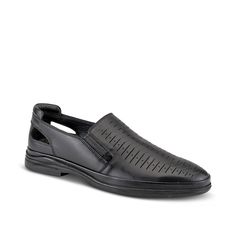 Spring Step-Bane Slip-On Elegant and stylish, the Bane slip-on from Spring Step goes well with any outfit. This leather slip-on comes with breathable cut-outs and perforations for an enhanced look. Its padded footbed and flexible sole let you take confident strides. Black Slip-ons With Ortholite Insole For Spring, Leather Slip-ons With Perforated Toe Box, Business Casual Slip-ons With Ortholite Insole, Modern Black Slip-ons For Business Casual, Black Leather Slip-on Sneakers With Ortholite Insole, Casual Black Loafers With Perforated Toe Box, Leather Slip-on Sneakers For Summer, Black Casual Leather Shoes With Perforations, Casual Black Leather Shoes With Perforations