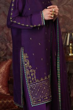 Meher (Three Piece)-Restocked – Zaaviay Global Kora Dabka Work Embroidery, Dabka Work Embroidery Suits, Dabka Work Embroidery, Baat Pakki, Dabka Work, Agha Noor, Embroidery Suits Punjabi, Purple Tone, Zardozi Embroidery