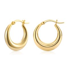 PRICES MAY VARY. ✦ CHUNKY HOOP EARRINGS - These small hoop earrings feature a chunky round design. Made of high quality stainless steel, they are sturdy and incredibly lightweight (single 0.09oz), great for sensitive ears. The hoops are beautifully crafted with secure and durable clasps to ensure a longer wearing experience. ✦ PREMIUM QUALITY - These thick hoop earrings are plated in 14K gold ensuring a long-lasting finish that is nickel free, lead free, and hypoallergenic. With an excellent pol Mini Hoop Earrings Gold, Gold Hoop Earrings Amazon, Gold Hope Earrings Aesthetic, Thick Small Hoop Earrings, Hold Hoops Earrings, Cute Small Jewelry, Gold Thick Hoop Earrings, Gold Earring Hoop, Gold Jewelry For Women