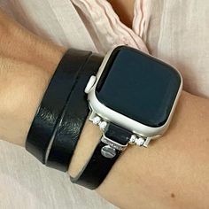 10mm Genuine Grained Leather Strap Band For Apple Watch 38mm 40mm 41mm 42mm 44mm 45mm With Stainless Steel Adapters & Sterling Silver Beads Includes Silver Plated Brass Metal Buckle & Rivets Premium Quality Adjustable Size Smartwatch Wristband Soft Delicate Feminine Style Accessory Watchband Designed & Handmade By Simeon D Jewelry Studio Please Measure Your Wrist As Pictured & Select Size Elegant Stylish Gift For Any Holiday Or Occasion Not For Other Models. Apple Smartwatch Is Not Included Foll Smiths Watch, Invicta Watches Women, Apple Smartwatch, Vintage Swatch Watch, Smart Watch Apple, Red Watch, Delicate Feminine, Fossil Watch, Apple Watch 38mm