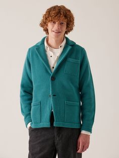 This jacket made of pure shaved virgin wool with two comfortable buttons on the front. The details and fit make it an essential of the man wardrobe. Shaved virgin wool Contrast buttons Teal Green color Made in Italy Composition: 100% WV. Code: AALVIERO/N8701-30 Business Wool Cardigan With Button Closure, Wool Cardigan With Lapel Collar For Business, Merino Wool Button-up Outerwear With Button Closure, Merino Wool Outerwear With Buttons For Work, Merino Wool Outerwear With Button Closure For Work, Wool Single Breasted Cardigan With Lapel Collar, Tailored Wool Cardigan With Notch Lapel, Business Casual Wool Single-breasted Cardigan, Business Casual Wool Single Breasted Cardigan