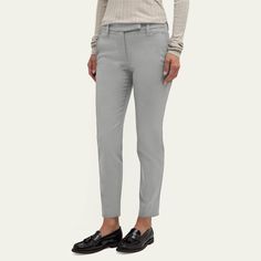 Brunello Cucinelli cropped slim-fit pants in cotton  Mid-rise; sits high on hip Button/zip fly; belt loops  Side slip pockets; back welt pockets  Cropped fit Cotton Made in Italy Slim Fit Straight Leg Chinos With Belt Loops, Straight Fit Workwear Bottoms With Belt Loops, Tapered Chinos With Belt Loops, Slim Fit Straight Chinos With Belt Loops, Slim Fit Chinos With Belt Loops For Work, Workwear Slim Fit Chinos With Belt Loops, Slim Fit Tapered Leg Bottoms With Belt Loops, Tapered Straight Chinos With Belt Loops, Classic Cropped Leg Dress Pants