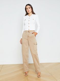 L'AGENCE Channing Trouser in Dark Latte Weekend Aesthetic, Green Monday, Weekend Style, Resort Collection, Casual Trousers, Exclusive Collection, Welt Pockets, Silk Blouse, Short Pants