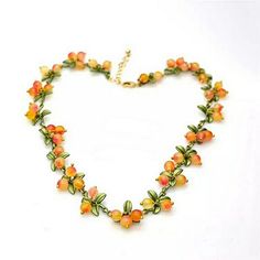 Celebrate Summer With This Lovely Juicy Piece! Glass Beads. Elegant Details. Matching Bracelet And Earrings Available. Summer Orange Flower-shaped Jewelry, Orange Beaded Flower-shaped Jewelry, Orange Beaded Flower Jewelry, Orange Flower-shaped Beaded Jewelry, Elegant Orange Jewelry For Spring, Elegant Orange Spring Jewelry, Apricot Beaded Round Bead Jewelry, Orange Flower-shaped Beaded Necklaces, Orange Necklace For Spring Gift