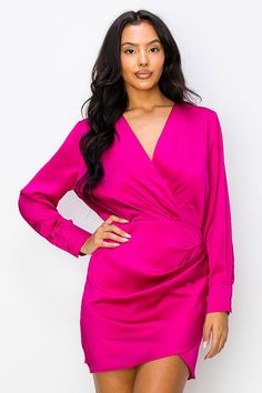 • SKU: D-6037• S-M-L• Hand wash only• Step into sophistication with our Ruched Elegance V-Neck Long Sleeve Mini Dress. This stylish dress combines a flattering V-neckline, long sleeves, and intricate ruching for a versatile and chic look.• Perfect for any occasion, from casual outings to special events, this mini dress offers both style and comfort. Elevate your fashion game with this timeless piece that exudes elegance and charm. Flirty V-neck Midi Dress For Cocktail, Pink V-neck Dressy Mini Dress, Feminine V-neck Wrap Dress For Party, Flirty V-neck Mini Dress For Formal Occasions, Flirty Ruched V-neck Dress, Elegant Ruched V-neck Mini Dress, Elegant Ruched Mini Dress With V-neck, Feminine V-neck Mini Dress For Cocktail, Formal Ruched V-neck Midi Dress