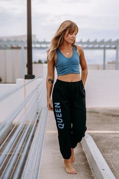 Roomy sweatpants that keep you in your flow (and make every sweat sess more fun) are an athlete's dream. Accents like elasticized waist and cuffs keep the vibe modern. Super-soft fabric Elasticized waist and cuffs Athleisure Letter Print Joggers For Loungewear, Athleisure Joggers With Letter Print For Loungewear, Trendy Sweatpants With Elastic Cuffs For Jogging, Letter Print Joggers For Loungewear, Trendy Blue Sweatpants For Sports, Cotton Joggers For Workout During Sports Season, Athleisure Joggers With Letter Print And Relaxed Fit, Trendy Sweats With Elastic Waistband For Jogging, Trendy Sweatpants With Elastic Waistband For Jogging