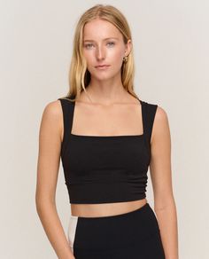 MARTA TOP BLACK | NYLORA Versatile Crop Top With Built-in Bra And Medium Support, Versatile Compressive Crop Top With Built-in Bra, Black Sleeveless Crop Top With 4-way Stretch, Black Sports Bra With Built-in Bra And Minimal Stretch, Black Crop Top Activewear With Built-in Bra, Fitted Crop Top Bra With Removable Pads, Seamless Cropped Sports Bra In Elastane, Fitted Seamless Cropped Bra, Black Activewear Crop Top With Built-in Bra