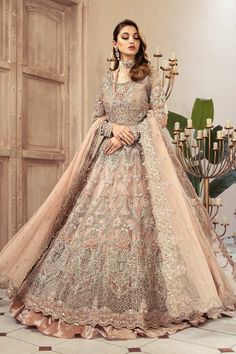 Traditional Bridal Gown with Lehenga and Dupatta Maxi Dress In Pakistan, Pakistani Bridal Lehenga, Bridal Maxi Dress, Bridal Maxi, Wedding Dresses Pakistani, Pakistani Bridal Dress, Walima Dress, Pakistani Wedding Dress, Video Tiktok