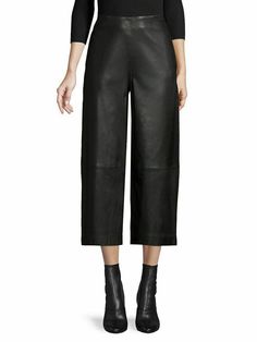 NWT 7 FOR ALL MANKIND 100% GENUINE LEATHER Black Crop Wide-Leg Pants Sz S Cropped wide-leg No-waistband style Side zip closure  Side slip pockets Lined 100% Genuine leather Guaranteed to be 100% Authentic!  PAYMENTS  Payment is due within 3 days of purchase.  SHIPPING  All items are shipped 1-3 days after receipt of payment.  Shipping information and tracking number will be provided.  Shipping cost will be provided for each item on the sellers page.  Delivery can take up to 10 days  Returns... Leather Wide Leg Pants For Workwear In Fall, Leather Wide Leg Pants For Fall, Fall Leather Wide Leg Pants, Edgy Wide Leg Pants For Work, Edgy Wide Leg Leather Pants With Pockets, High Waist Leather Bottoms For Fall, Leather Wide Leg Pants For Workwear, Wide Leg Leather Pants With Pockets For Night Out, Wide Leg Leather Pants With Belt Loops For Fall