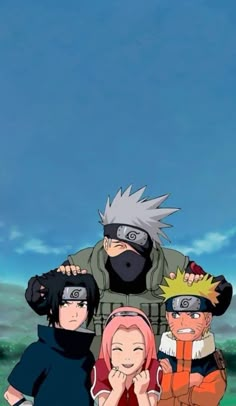 naruto and his friends are posing for the camera