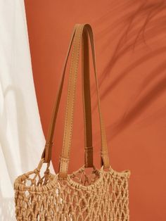 Hollow Out Design Large Capacity Straw Bag  - Women Tote Bags Bags Style, Inch Bag, Shoulder Tote Bag, Womens Tote, Shoulder Tote, Color Khaki, Olivia Mark, Bag Women, Michael Kors Jet Set