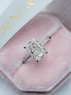 3.54 Carats Lab Grown Radiant Cut Micropaved Side Stones Hidden Halo Diamond Engagement Ring - BenzDiamonds Elongated Radiant, Radiant Cut Diamond Ring, Radiant Cut Engagement Rings, Radiant Engagement Rings, Future Engagement Rings, Engagement Inspo, Radiant Cut Diamond, Halo Setting, Dream Engagement