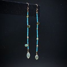 Gemstone Beaded Dangle Earrings For Jewelry Making, Dangle Beaded Earrings With Gemstone Beads For Jewelry Making, Gemstone Beads Dangle Earrings For Jewelry Making, Turquoise Dangle Beaded Earrings, Bohemian Drop Earrings With Gemstone Beads, Artisan Turquoise Beaded Dangling Earrings, Turquoise Teardrop Earrings With Tiny Beads, Turquoise Dangling Bead Drop Earrings, Artisan Dangle Earrings With Faceted Beads